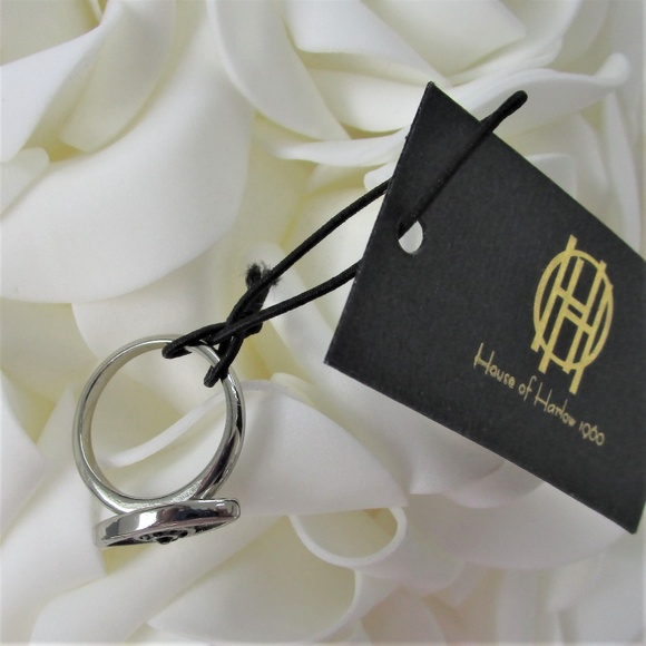 ❤️🔥 SALE! House of Harlow Silver Crystal Evil Eye Ring - Picture 3 of 8